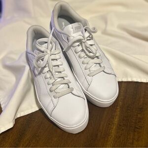 Puma White and Gray Platform Athletic Shoes